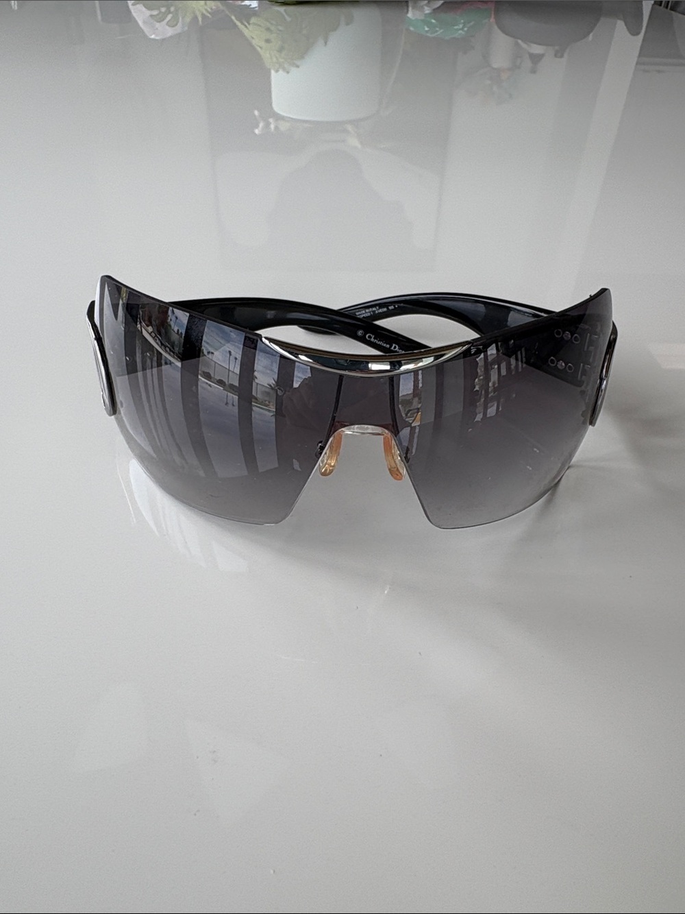 Dior Grey Shield Sunglasses with Silver Hardware - Picture 5 of 5